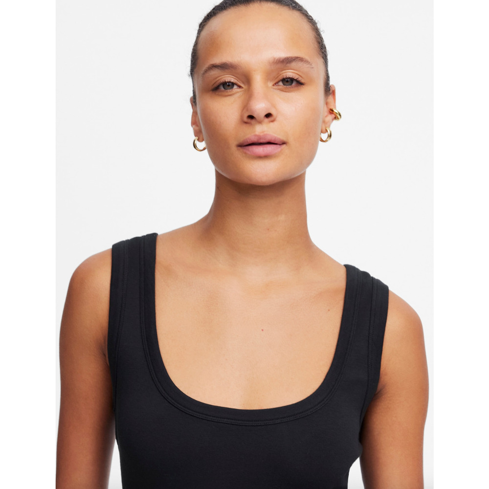 Madewell Mixed Poplin Scoopneck Maxi Dress Cotton A Line Minimalist Black XS NWT - Picture 5 of 14
